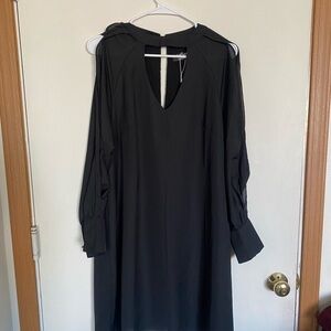 Nwt yoins ladies black dress long sleeve with cut outs and slit sleeves